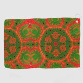 Serviette de golf Kaleidoscope orange et vert (Horizontal)