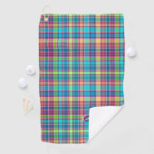 Serviette De Golf Kaleidoscope Plaid Bleu, Violet, Jaune Turquoise (En situation)