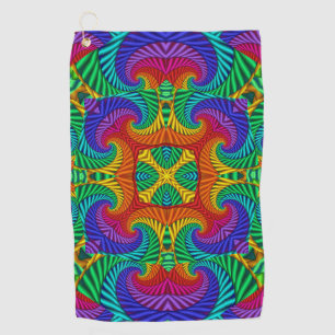 Serviette De Golf Kaleidoscope Vintage et fractal arc-en-ciel