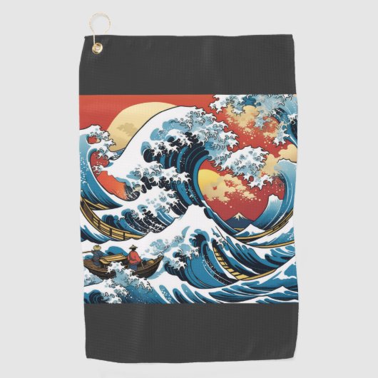 Serviette De Golf Kanagawa Japonais La grande vague (Devant)