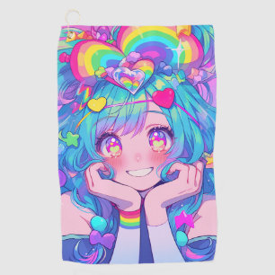 Serviette De Golf Kawaii Fun Rainbow Anime Girl