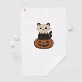 Serviette De Golf Kawaii Halloween Chat et citrouille T-shirt surdim (En situation)