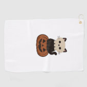 Serviette De Golf Kawaii Halloween Chat et T-shirt classique citroui (Horizontal)