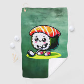 Serviette De Golf Kawaii Sushi jouant au golf (En situation)