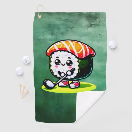 Serviette De Golf Kawaii Sushi jouant au golf (En situation)