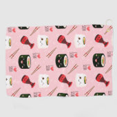 Serviette De Golf Kawaii Sushi Motif rose clair (Horizontal)