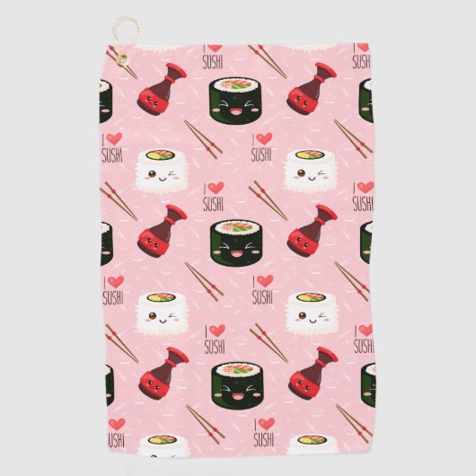 Serviette De Golf Kawaii Sushi Motif rose clair (Devant)