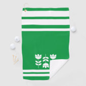 Serviette De Golf Kelly Bandes et fleurs vertes et blanches (En situation)