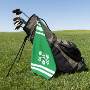 Serviette De Golf Kelly Bandes et fleurs vertes et blanches