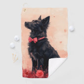 Serviette De Golf Kelpie australien avec des roses - Saint-Valentin (En situation)