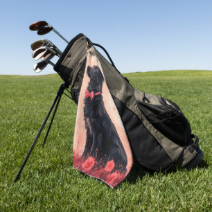 Serviette De Golf Kelpie australien avec des roses - Saint-Valentin