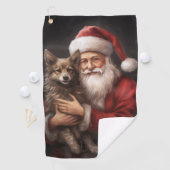 Serviette De Golf Kelpie australienne avec Noël au Père Noël (En situation)