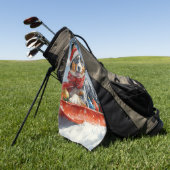 Serviette De Golf Kelpie australienne dans Sledge laissez-le neiger  (Vert)