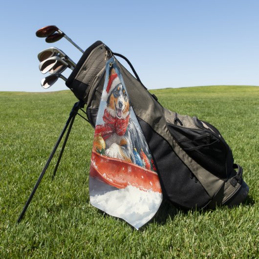 Serviette De Golf Kelpie australienne dans Sledge laissez-le neiger (Vert)