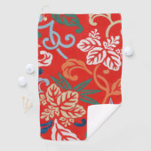 Serviette De Golf Kimono japonais hawaïen rouge : Vintage floral (En situation)