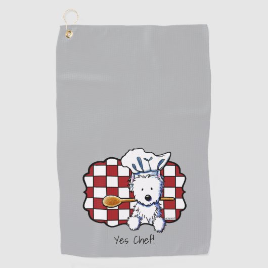 Serviette De Golf KiniArt Westie Chef (Devant)