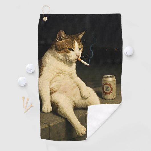 Serviette De Golf Kitten Cigarette Drôle Chat Fumeur Mème Génération (En situation)