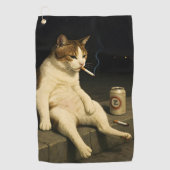 Serviette De Golf Kitten Cigarette Drôle Chat Fumeur Mème Génération (Devant)