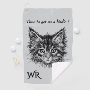 Serviette De Golf Kitty à visage rigolo pour observer les oiseaux av
