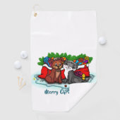 Serviette De Golf Kitty et chiot, Happy XMas (En situation)