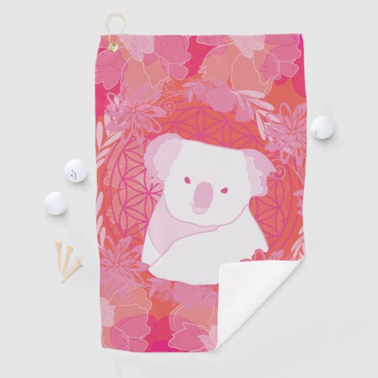 Serviette De Golf Koala Flower of life (En situation)