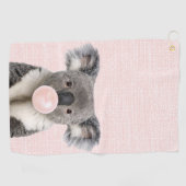 Serviette De Golf Koala soufflant Buble rose gomme (Horizontal)