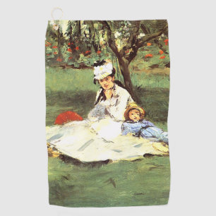 Serviette De Golf La famille Monet dans son jardin Edouard Manet