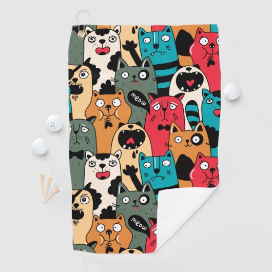 Serviette De Golf La foule des chats (En situation)
