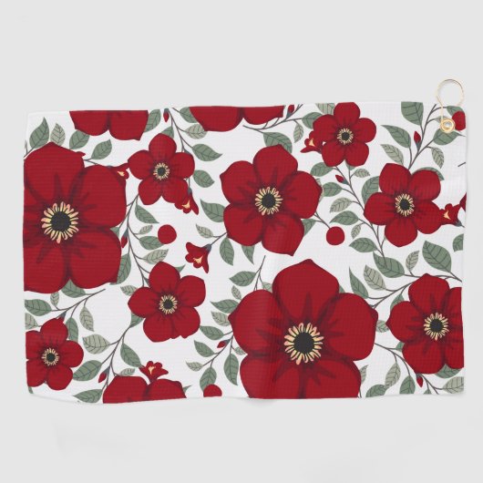 Serviette De Golf La mode des fleurs rouges (Horizontal)