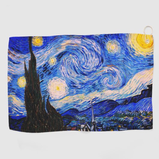 Serviette De Golf La nuit étoilée par Vincent Van Gogh (Horizontal)