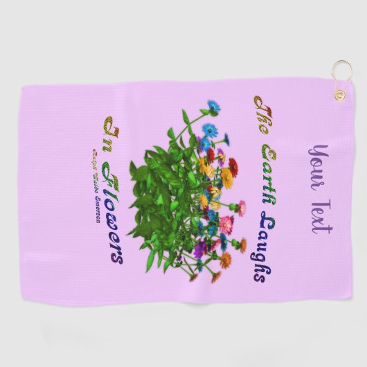 Serviette De Golf La Terre Rire En Fleurs Inspiration Personnalisée (Horizontal)