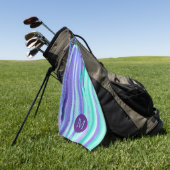 Serviette De Golf La turquoise pourpre de monogramme d'aquarelle (Vert)