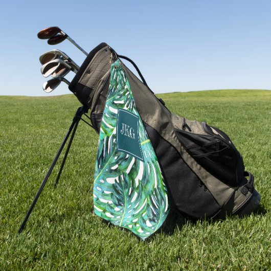 Serviette De Golf La verdure tropicale de monogramme modèlent la (Vert)