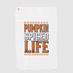 Serviette De Golf La vie épicée de citrouille Typographie Halloween