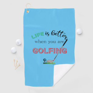 Serviette De Golf La vie est meilleure avec ...Golf, Bleu, Cool pers