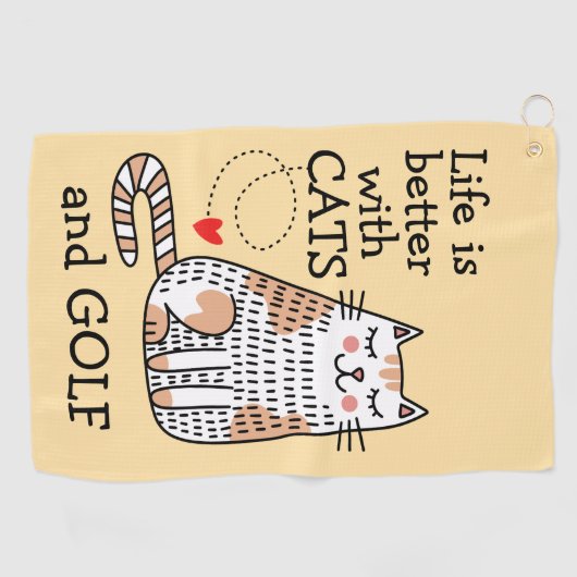 Serviette De Golf La Vie Est Meilleure Avec Les Chats Doodle (Horizontal)