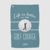 Serviette De Golf La vie est meilleure Citation de golf Initiales Tu (Devant)