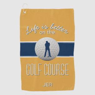 Serviette De Golf La vie est meilleure Citation Golf Monogrammé Jaun