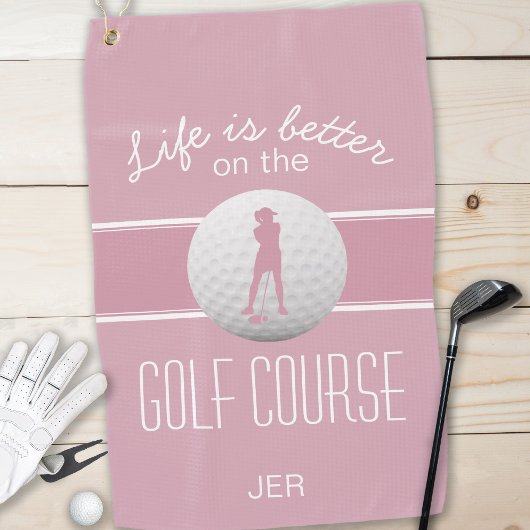 Serviette De Golf La vie est meilleure Femme Golfeuse Monogrammed Pi
