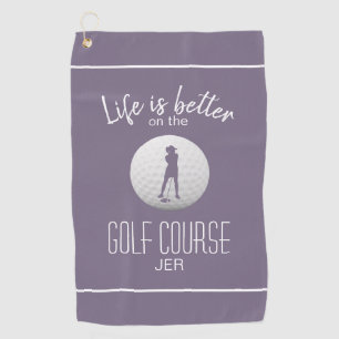 Serviette De Golf La Vie Mieux Lady Golf Silhouette Purple Pour Elle