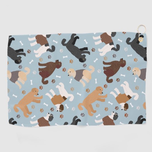 Serviette De Golf Labradoodle / Goldendoodle Bones and Paws (Horizontal)