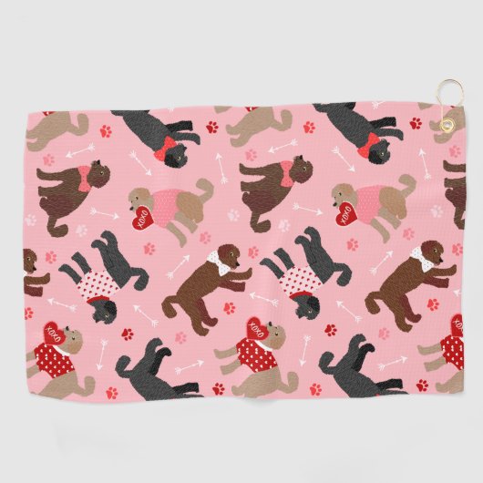 Serviette De Golf Labradoodle / Goldendoodle Valentine Motif (Horizontal)