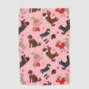 Serviette De Golf Labradoodle / Goldendoodle Valentine Motif