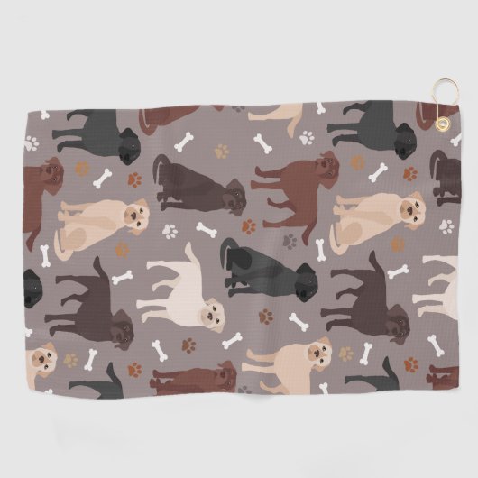 Serviette de golf Labrador Retriever Paws and Bone (Horizontal)