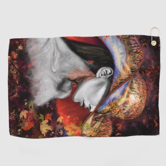 Serviette de golf Lady d'automne - Peinture Art (Horizontal)