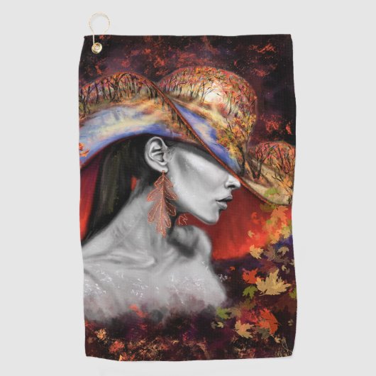 Serviette de golf Lady d'automne - Peinture Art (Devant)