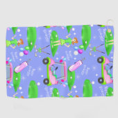 Serviette De Golf Lady Golf Thème Joyeux Anniversaire (Horizontal)