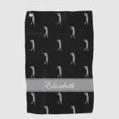 Serviette De Golf Lady Golfer Cutomizé Nom Motif Black Grey (Devant)