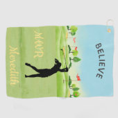 Serviette De Golf Lady Golfer Greens Pittoresques Putting Monogramme (Horizontal)