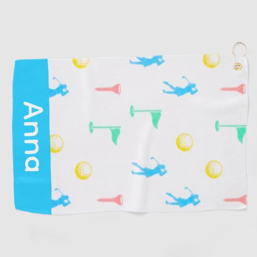 Serviette De Golf Lady Golfer Icon Pattern Personalized  (Horizontal)